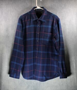 Club Room Mens Medium Plaid Long Sleeve Button Down Wool Blend Flannel Shirt